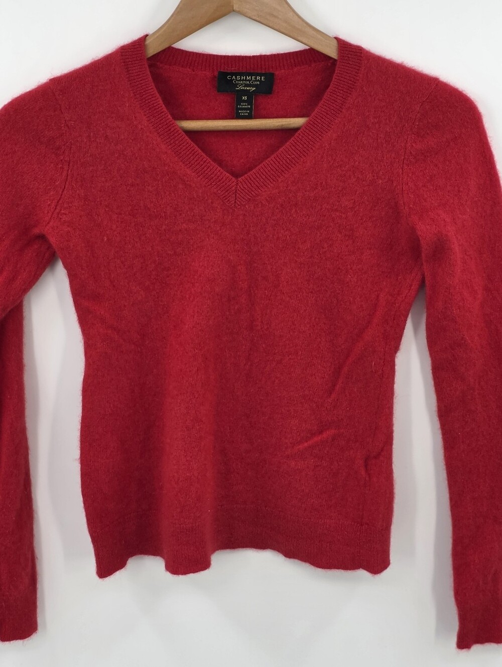 Charter Club 100% Cashmere Sweater Womens XS Red Crewneck Knit Quiet Luxury